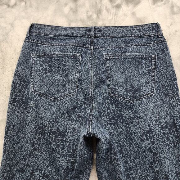 Charter Club Jeans Womens 10 Blue Geometric Lexington Straight Leg Stretch Denim - Picture 4 of 14